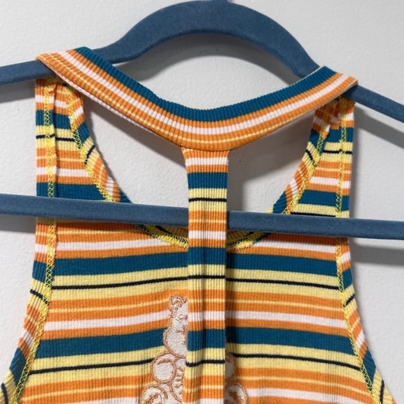 Care Bears Cropped Striped Racerback Tank Top Women's Size Large Sunshine Bear - Picture 9 of 12